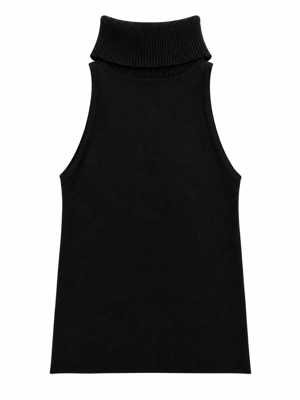 Alice + Olivia Black Sleeveless Ribbed Turtleneck Tank